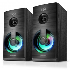 SVEN SPS-512 Black, 2.0 / 2x3W RMS, Dynamic synchronic RGB backlight, USB or 5V DC power supply, volume control, Black